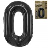 188752 BALON FOLIOWY CYFRA 0 MATOWY CZARNY B&C 85 cm GODAN