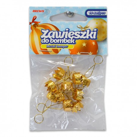 703670 METALOWE ZAWIESZKI DO BOMBEK ZŁOTE 10 szt. BREWIS