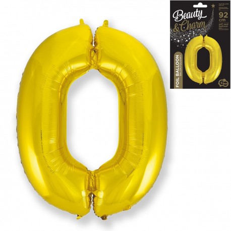 632238 ZŁOTY BALON FOLIOWY CYFRA "0" B&C 92 cm GODAN