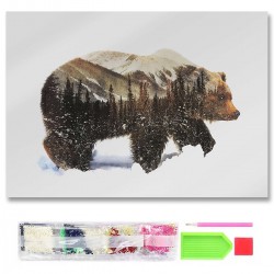 075987 HAFT DIAMENTOWY MOZAIKA 40x30 WILK ŚWIECI W CIEMNOŚCI