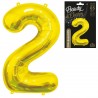 180923 ZŁOTY BALON FOLIOWY CYFRA "2" B&C 85 cm GODAN
