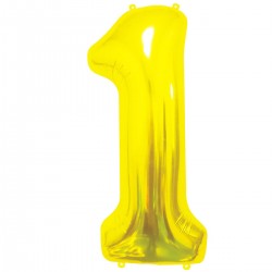 021582 ZŁOTY BALON FOLIOWY CYFRA "1" 85 cm 7&7