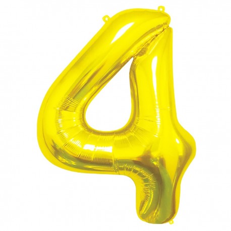 021636 ZŁOTY BALON FOLIOWY CYFRA "4" 40 cm 7&7