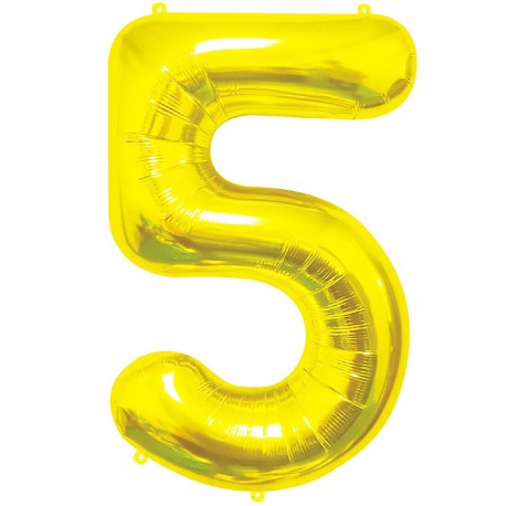 8021308 ZŁOTY BALON FOLIOWY CYFRA "5" 85 cm 7&7