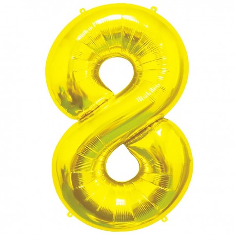 021438 ZŁOTY BALON FOLIOWY CYFRA "8" 85 cm 7&7