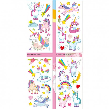 705193 NAKLEJKI JEDNOROŻEC Z BROKATEM MIX WZORÓW BREWIS