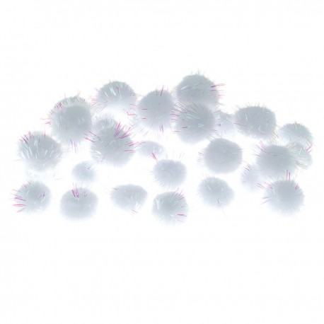 686329 POMPONY ŚWIĘTA BIAŁY 2 cm 40 szt. BREWIS