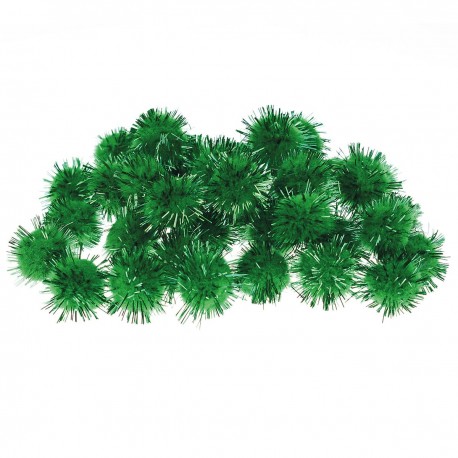 686305 POMPONY DEKORACYJNE Z LUREKSEM ZIELONY 2 cm 40 szt. BREWIS