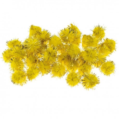 686275 POMPONY DEKORACYJNE Z LUREKSEM ŻÓŁTY 2 cm 40 szt. BREWIS