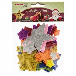 681065 NAKLEJKI Z PIANKI GWIAZDKI BROKATOWE ŚWIĘTA 60 szt. BREWIS