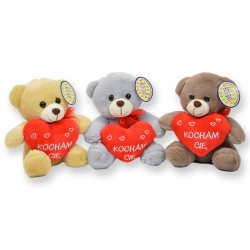 3166678 SD PLUSZAK MIŚ Z SERCEM 18 CM 3 KOLORY WALENTYNKA