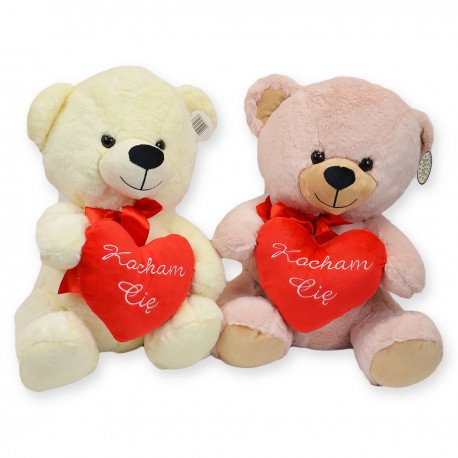 162083 SD PLUSZAK MIŚ Z SERCEM 40 CM 2 KOLORY WALENTYNKA