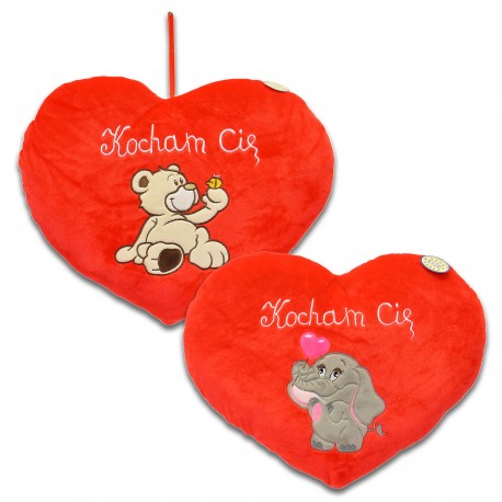 160768 SD PLUSZOWE SERCE MIŚ/SŁONIK + NAPIS 48 CM WALENTYNKA