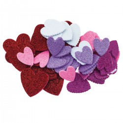 683021 NAKLEJKI Z PIANKI SERDUSZKA BROKATOWE WALENTYNKI 10 szt. BREWIS