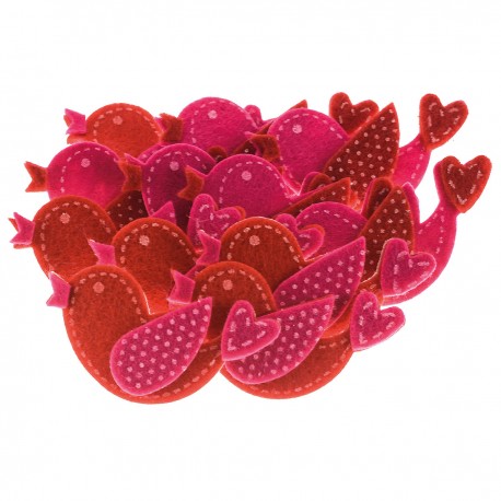 682970 NAKLEJKI Z FILCU PTASZKI CZERWONE WALENTYNKI xx szt. BREWIS