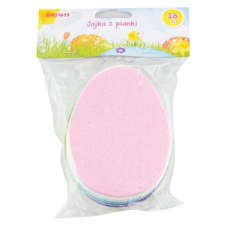 680709 NAKLEJKI Z PIANKI JAJKO MIX KOLORÓW BROKATOWE WIELKANOC 18 szt. BREWIS