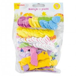 680723 NAKLEJKI Z PIANKI JAJKO BROKATOWE KURCZAK ZAJĄC MIX WIELKANOC 18 szt. BREWIS