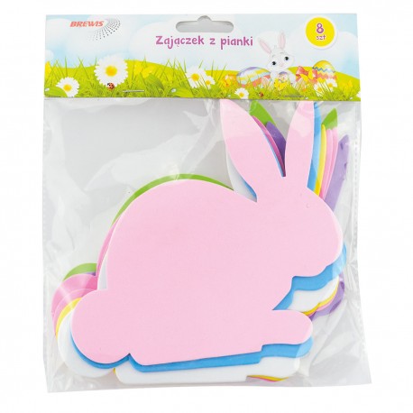0681454 NAKLEJKI Z PIANKI ZAJĄCZEK KRÓLICZKI MIX WIELKANOC 8 szt. BREWIS