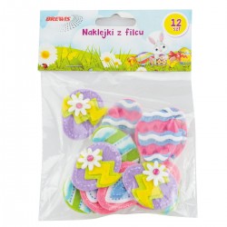 682185 NAKLEJKI Z FILCU JAJKA WIELKANOCNE MIX WIELKANOC 12 szt. BREWIS