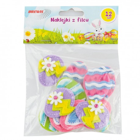 682185 NAKLEJKI Z FILCU JAJKA WIELKANOCNE MIX WIELKANOC 12 szt. BREWIS