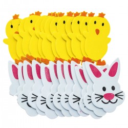 689085 NAKLEJKI Z PIANKI KURCZAKI ZAJĄCZEK KRÓLICZEK WIELKANOC XX szt. BREWIS