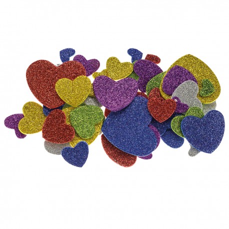 683007 NAKLEJKI Z PIANKI SERCE CIEMNE SERDUSZKA BROKATOWE MIX WALENTYNKI xx szt. BREWIS