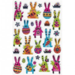 702321 NAKLEJKI KRÓLICZKI ZAJĄCZKI WIELKANOCNE MIX WIELKANOC BREWIS