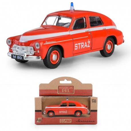 AUTO METALOWE PRL WARSZAWA M20 STRAŻ POŻARNA MODEL 1:43 DAFFI 022522