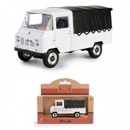 AUTO METALOWE PRL ŻUK Z PLANDEKĄ BIAŁY MODEL 1:43 DAFFI 115514