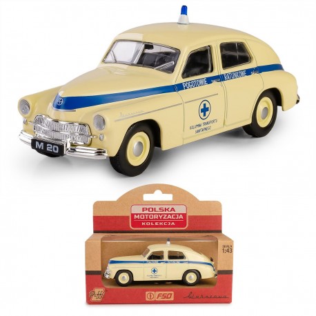AUTO METALOWE PRL WARSZAWA M20 POGOTOWIE RATUNKOWE MODEL 1:43 DAFFI 022492