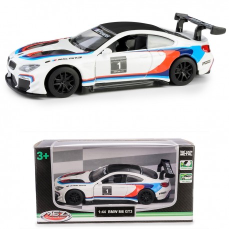 AUTO METALOWE Z NAPĘDEM BMW M6 GT3 BIAŁY MODEL 1:44 DAFFI 133143
