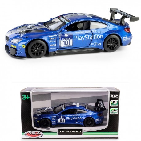 AUTO METALOWE Z NAPĘDEM BMW M6 GT3 NIEBIESKI MODEL 1:44 DAFFI 133150