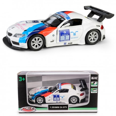 AUTO METALOWE Z NAPĘDEM BMW Z4 GT3 BIAŁY/CZERWONY MODEL 1:38 DAFFI 133006