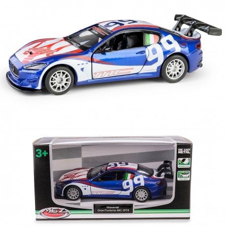 AUTO METALOWE Z NAPĘDEM MASERATI GRAN TURISMO MC GT4 NIEBIESKI MODEL 1:38 DAFFI 133105