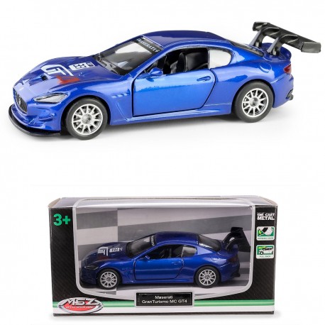 AUTO METALOWE Z NAPĘDEM MASERATI GRAN TURISMO MC GT4 NIEBIESKI MODEL 1:38 DAFFI 133099