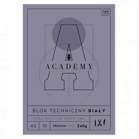 331731 BLOK TECHNICZNY A3 BIAŁY 240g 10 INTERDRUK