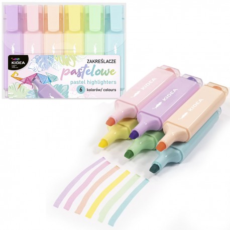 KIDEA 080182 ZAKREŚLACZE PASTELOWE 6 KOLORÓW