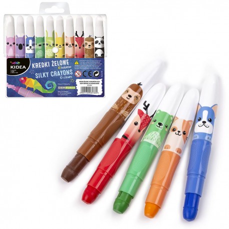 KIDEA 085385 KREDKI ŻELOWE 10 KOLORÓW ZWIERZAKI