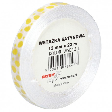 688477 WSTĄŻKA SATYNOWA ZÓŁTE JAJKA WIELKANOC 12x22 BREWIS