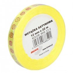 688491 WSTĄŻKA SATYNOWA ZÓŁTA W PISANKI WIELKANOC 12x22 BREWIS