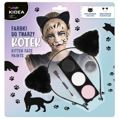 KIDEA 097128 ZESTAW FARBKI DO TWARZY Z OPASKĄ KOTEK