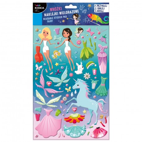KIDEA 089963 NAKLEJKI WIELORAZOWE WRÓŻKI + 2 PLANSZE A3