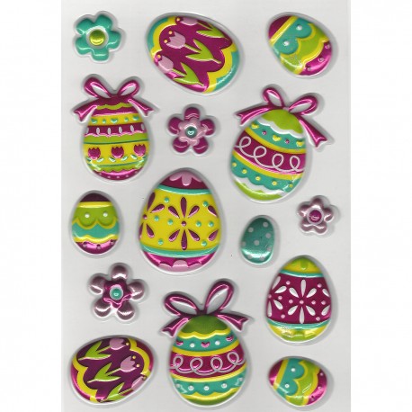 702307 NAKLEJKI WIELKANOCNE PISANKI KWIATKI WYPUKŁE WIELKANOC BREWIS