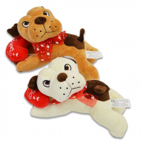 240246 DF PIES LEŻĄCY Z SERCEM 20 CM WALENTYNKA