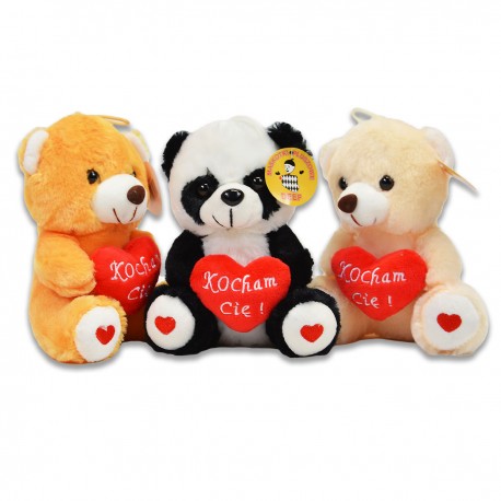 238069 DF MIŚ Z SERCEM MIX Z NAPISEM KOCHAM CIĘ 18 CM WALENTYNKA