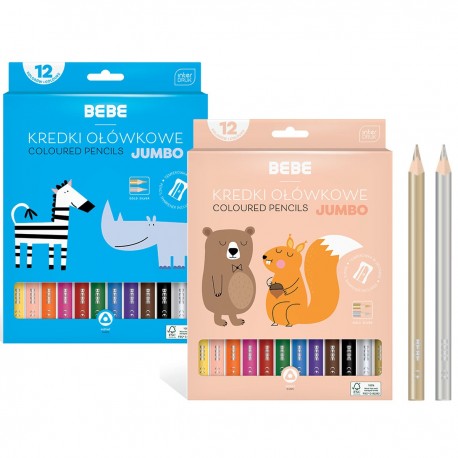 326669 BEBE KREDKI OŁÓWKOWE JUMBO 12 KOLORÓW INTERDRUK