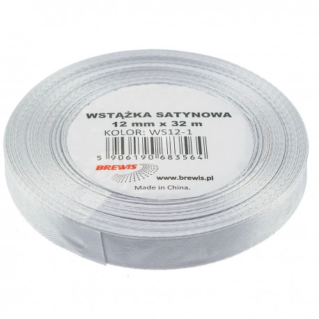 683335 WSTĄŻKA SATYNOWA BIAŁA 12x32 BREWIS