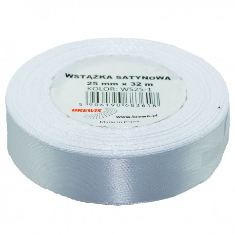 683618 WSTĄŻKA SATYNOWA BIAŁA 25x32 BREWIS