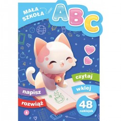 076936 KSIĄŻECZKA MAŁA SZKOŁA ABC + 48 NAKLEJEK NIEBIESKA Z KOTKIEM
