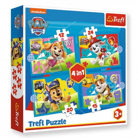 34628 TREFL PUZZLE 4w1 PSI PATROL BIEGNĄCE PIESKI